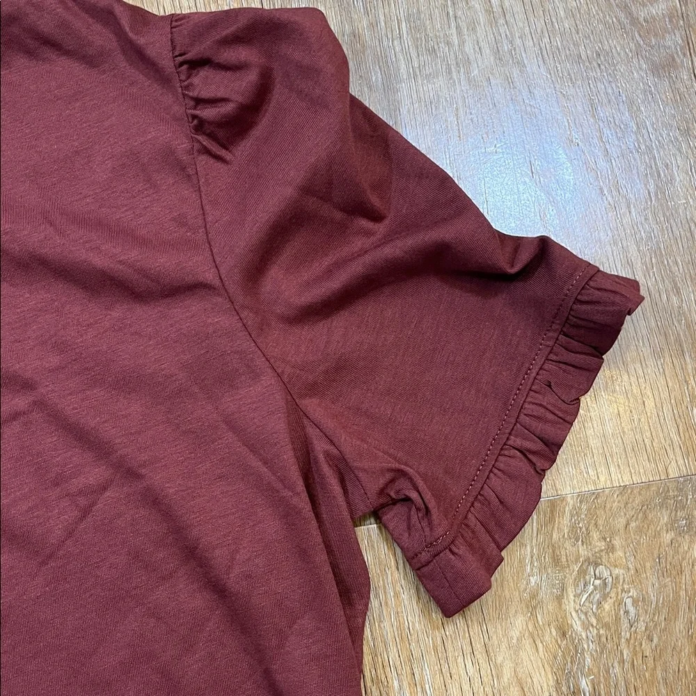 NEW Boden Supersoft Frill Detail T-Shirt Roasted Brown Cotton Short Sleeve Top - Picture 5 of 11